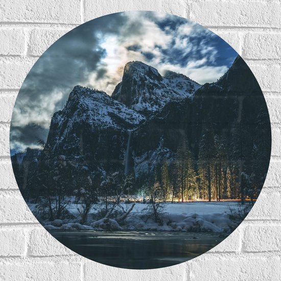 WallClassics - Muursticker Cercle - Lumières à travers les Arbres - 60x60 cm Photo sur Muursticker