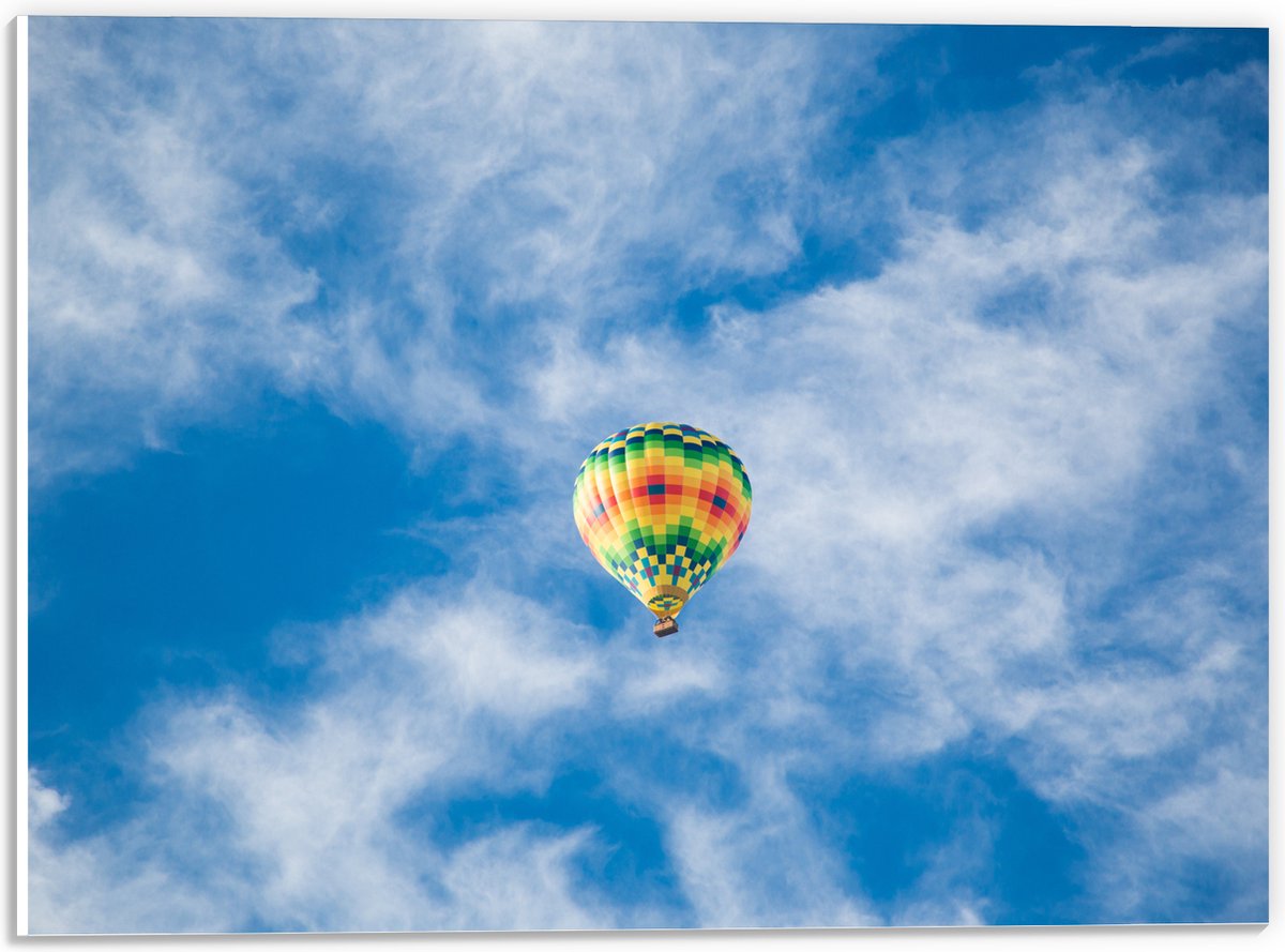 PVC Schuimplaat - Onderaanzicht van Luchtballon bij Sluierbewolking - 40x30 cm Foto op PVC Schuimplaat (Met Ophangsysteem)