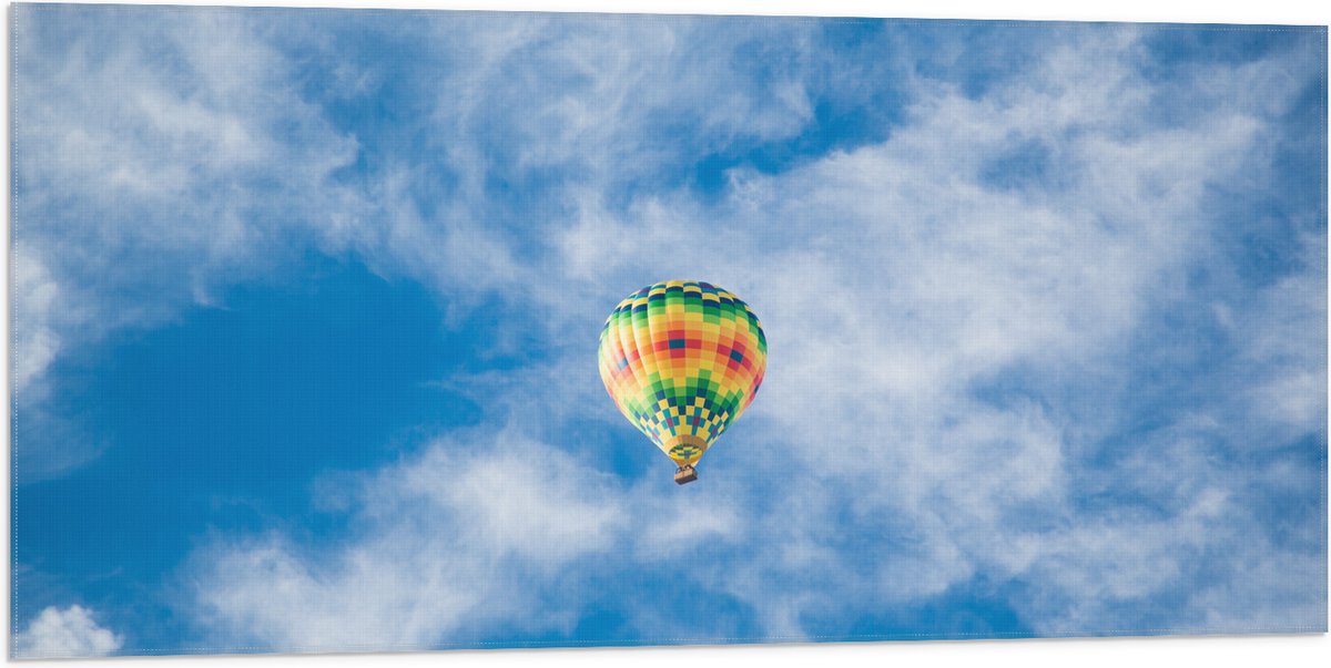 Vlag - Onderaanzicht van Luchtballon bij Sluierbewolking - 100x50 cm Foto op Polyester Vlag