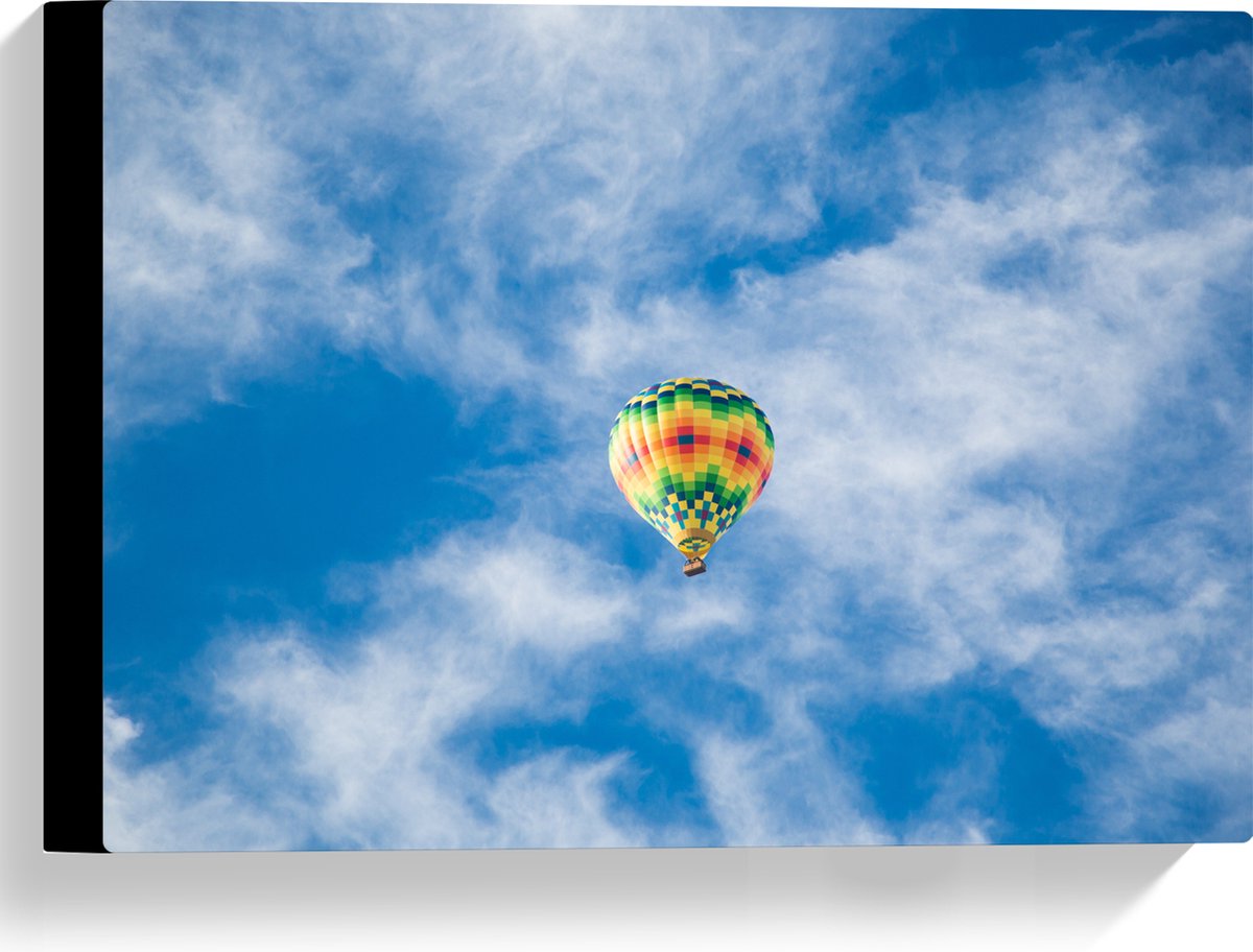 Canvas - Onderaanzicht van Luchtballon bij Sluierbewolking - 40x30 cm Foto op Canvas Schilderij (Wanddecoratie op Canvas)
