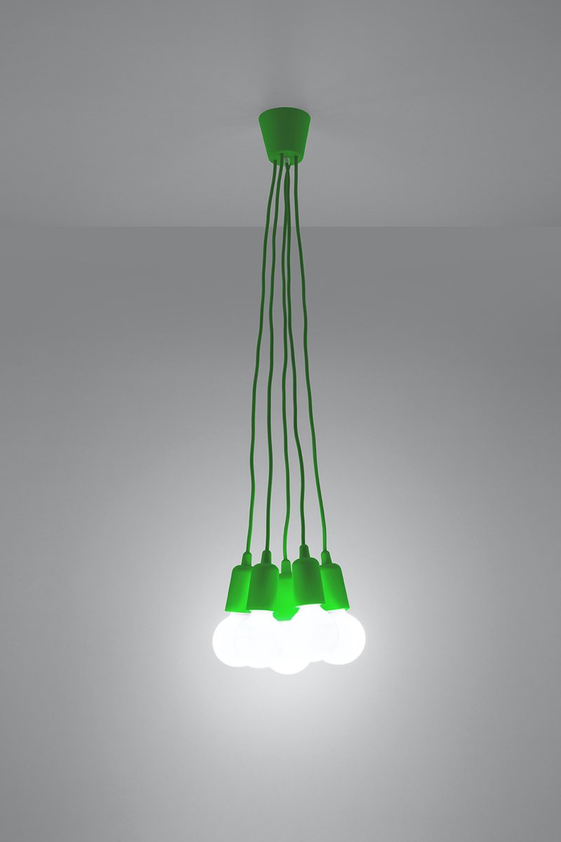 Light Your Home Douille Hanglamp - Ø 25 Cm - PVC - 5xE27 - Woonkamer - Eetkamer - Groen