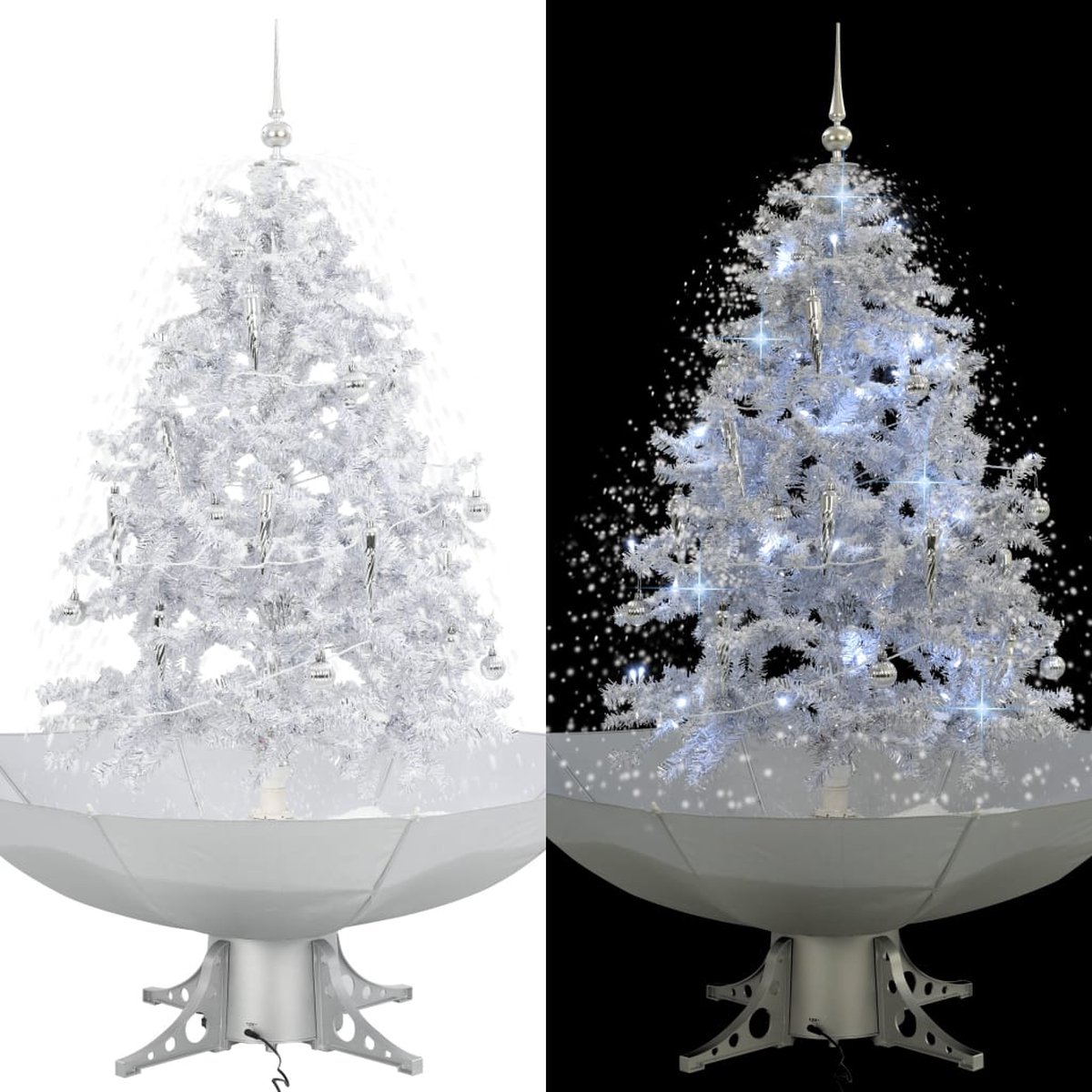 Prolenta Premium - Kerstboom sneeuwend met paraplubasis 140 cm wit