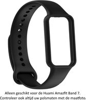 Zwart siliconen bandje geschikt voor de Huami Amazfit Band 7 – Maat: zie maatfoto - horlogeband - polsband - strap - siliconen - rubber - black - band7