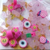 Katsuki smileys en glaskralen mix roze