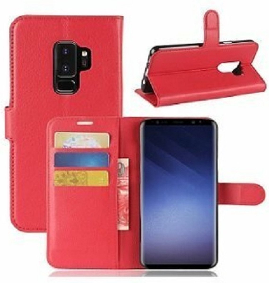 Samsung S9 Plus Hoesje Met Pasjeshouder Bookcase Rood