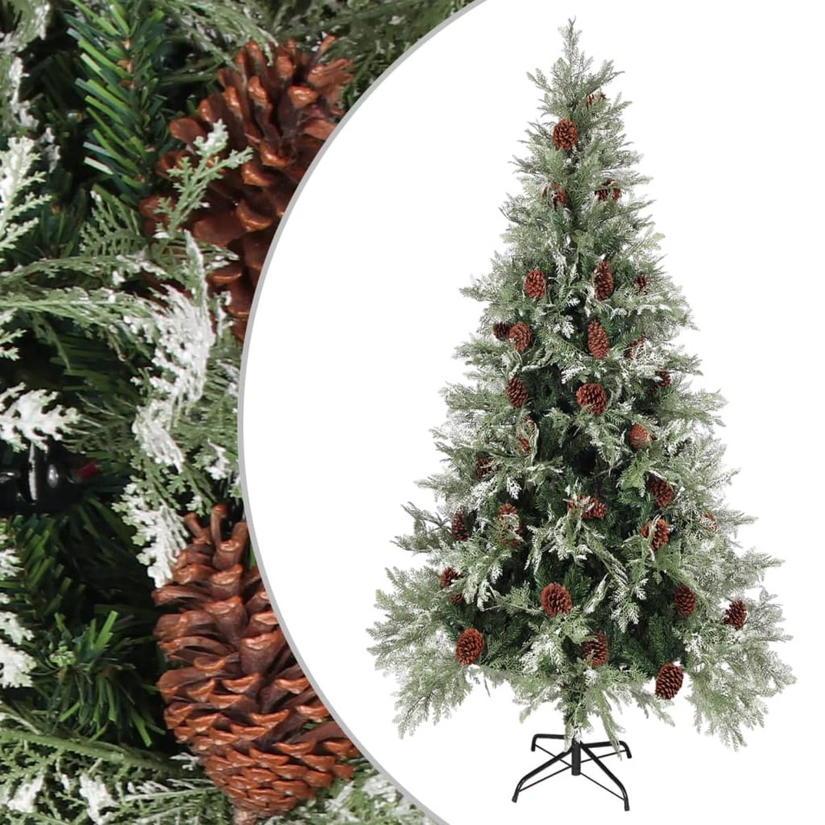 Prolenta Premium - Kerstboom met dennenappels 225 cm PVC en PE groen en wit