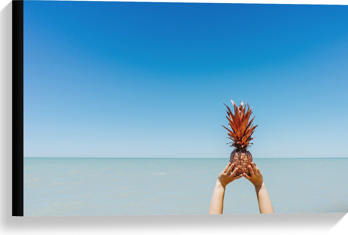 Canvas - Ananas boven de Zee - 60x40 cm Foto op Canvas Schilderij (Wanddecoratie op Canvas)