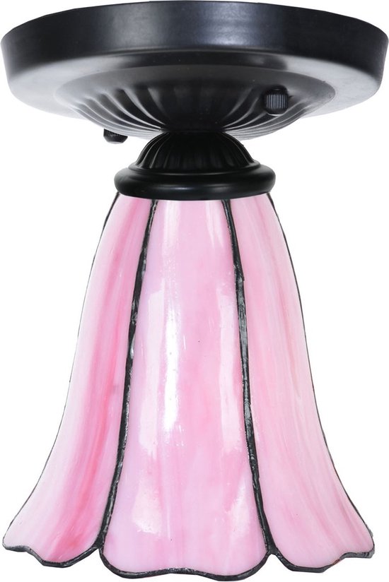 Art Deco Trade - Tiffany plafonnière zwart met Liseron Pink