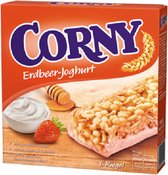Corny mueslirepen yoghurt 6 stuks à 20 g, mueslirepen aardbeienyoghurt, geroosterde volkorenvlokken & cornflakes crispies 10 x 120 g pakken