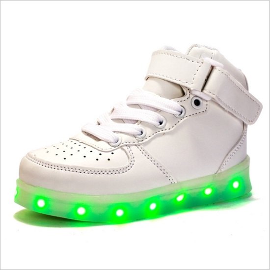 Kinderen LED-lichtgevende schoenen Oplaadbare sportschoenen, maat: 32 (wit)