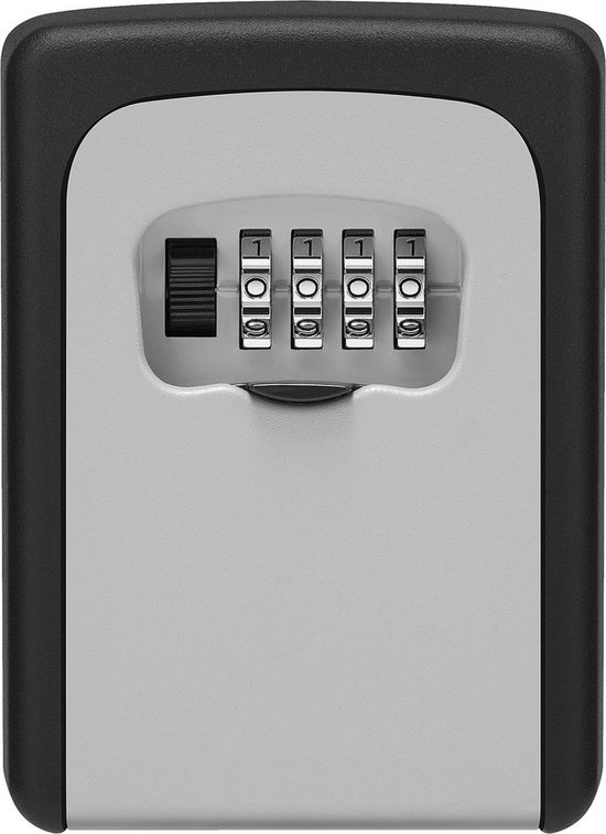 Robuuste sleutelkluis met code voor buiten - Centraal opbergen van sleutels met cijferslot - Sleutel Kastje - Grijs - Zwart