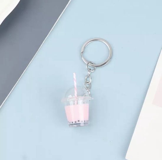 Bubble Tea Sleutelhanger - Roze - Klein