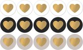 Sluitsticker - Sluitzegel - Grote Stickers Goud - Grijs / Beige -  Zwart - Wit - Hart | Trouwkaart - Geboortekaart - Baby | Gouden Hart | Hartjes - Hart | Envelop stickers | Cadeau - Traktatie | Leuk verpakt | Huwelijk - Babyshower - DH collection