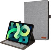 Case2go - Tablet hoes geschikt voor iPad 10 10.9 (2022) - Bookcase van spijkerstof met magneetsluiting en pasjeshouder - Grijs