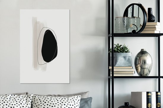 Canvas schilderij 60x90 cm - Wanddecoratie Zwart - Verf - Pastel - Muurdecoratie woonkamer - Slaapkamer decoratie - Kamer accessoires - Schilderijen op canvas