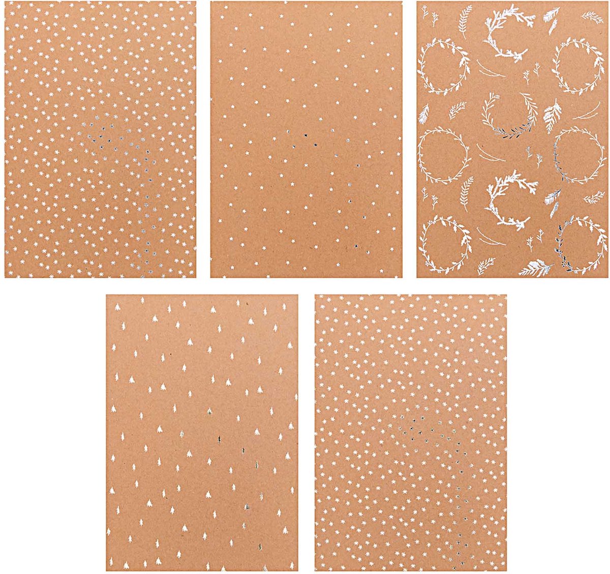 Papierblok 20 Vel Craft Knutselpapier Kerst met Goudfolie & Zilverfolie