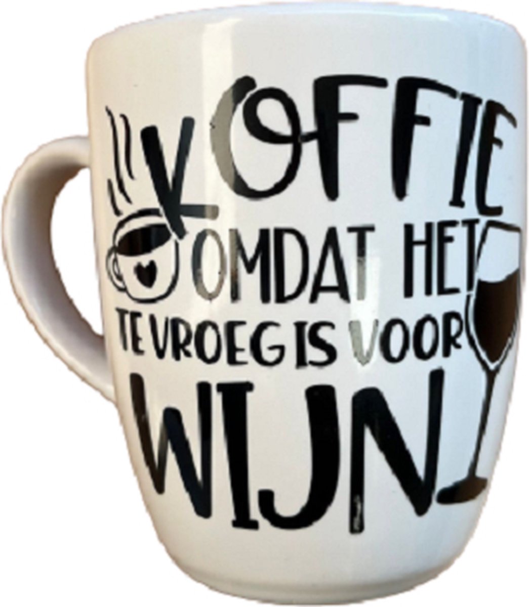 LBM Koffie mok - Omdat het te vroeg is voor wijn - Wit