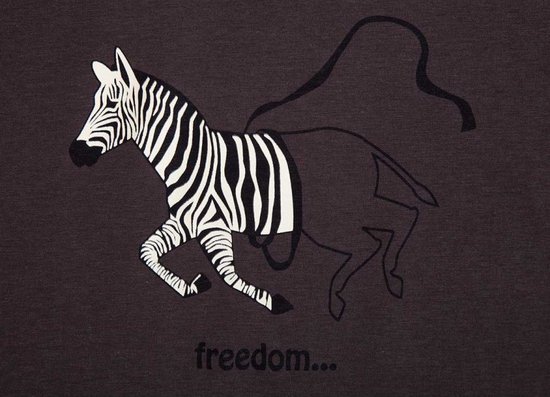 Freedom T-shirt- Met Korte Mouwen - Donker Bruin Bedrukt - XL