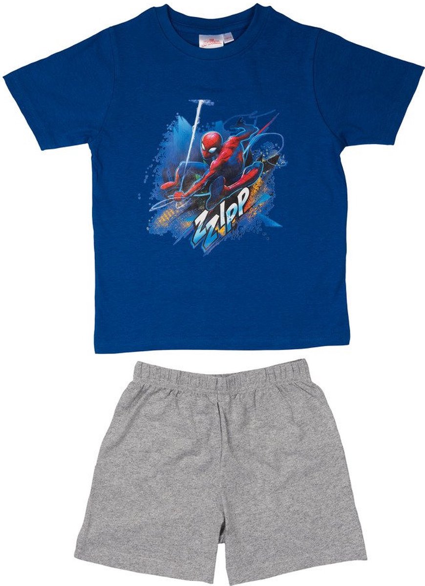 Marvel Spiderman Pyjama / Shortama - Blauw/Grijs - Katoen