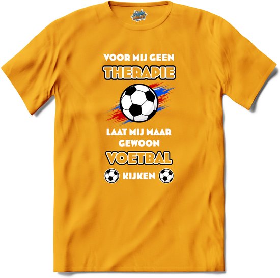 Oranje voetbal leeuw - WK en EK voetbal kampioenschap - koningsdag en Koninginnedag feest kleding - T-Shirt - Heren - Geel - Maat 3XL