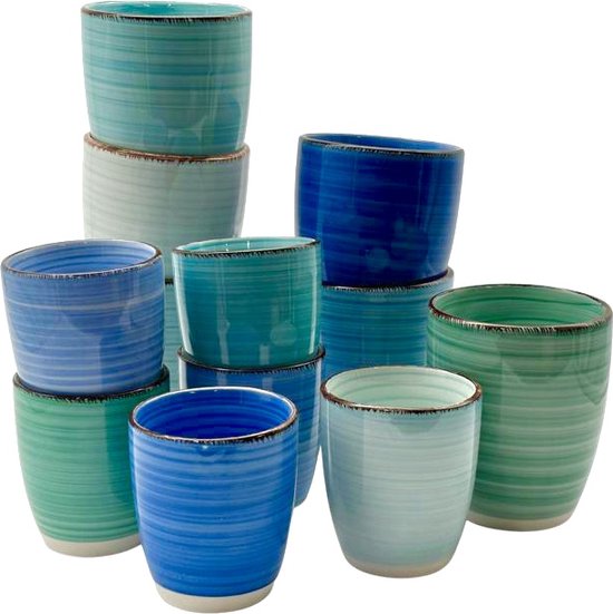 Koffiekopjes - Ocean blue - koffiebeker - unieke kleuren - blauw - set van  12 kopjes... | bol