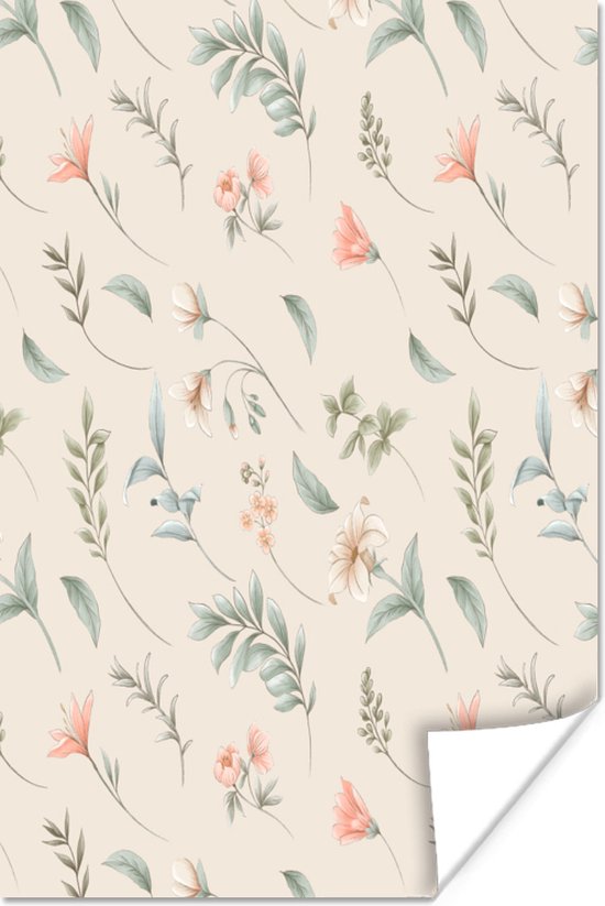 Affiche Fleurs - Feuilles - Motifs - 40x60 cm