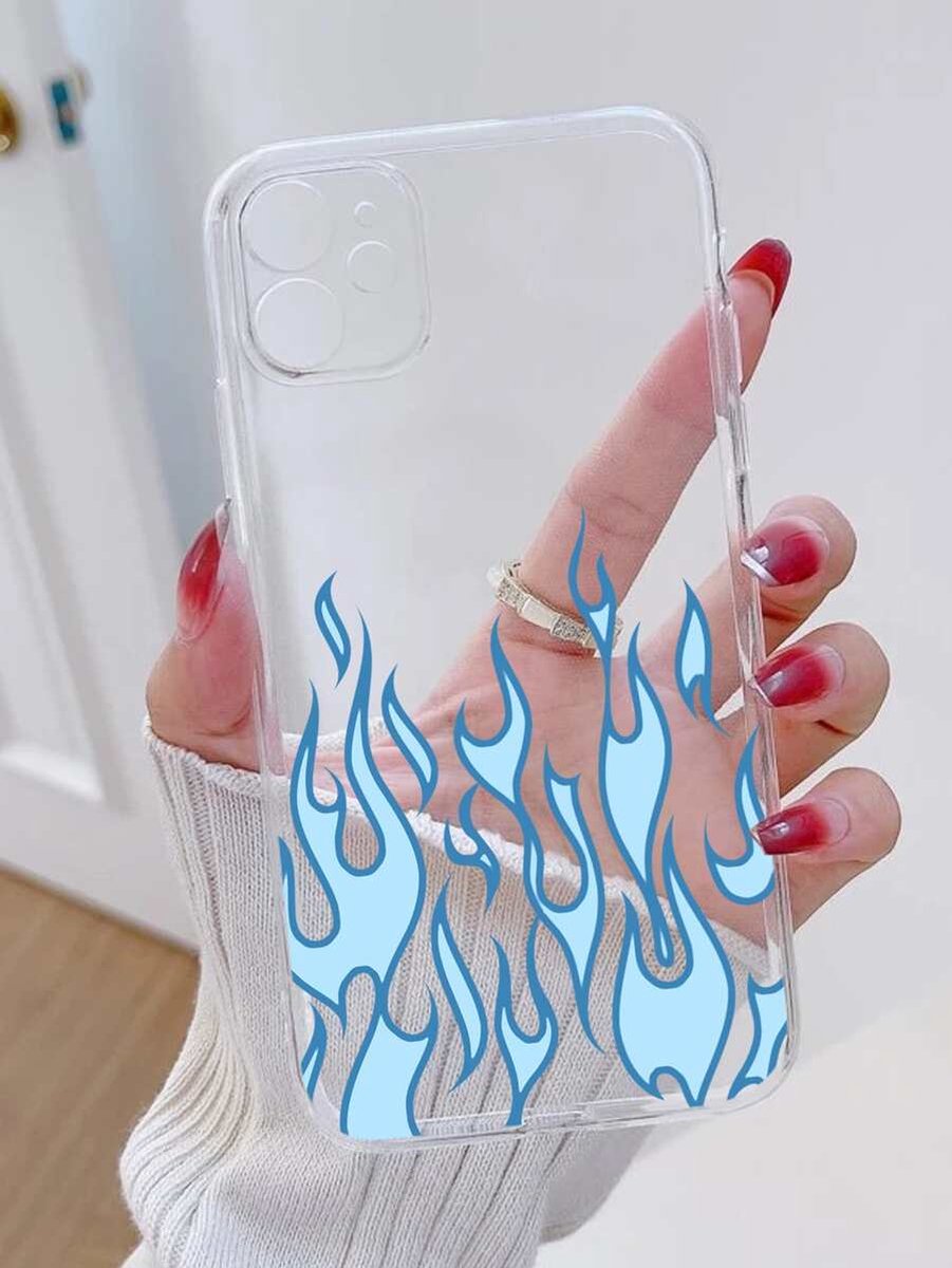 Hoesje Transparant Vlammen Blauw iPhone 12 Pro