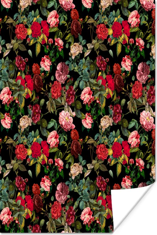 Poster Fleurs - Vintage - Roses - 120x180 cm XXL