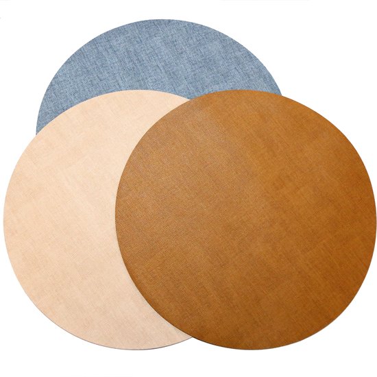 Luxe placemats lederlook Eivormig 6 stuks Dubbelzijdig zwart