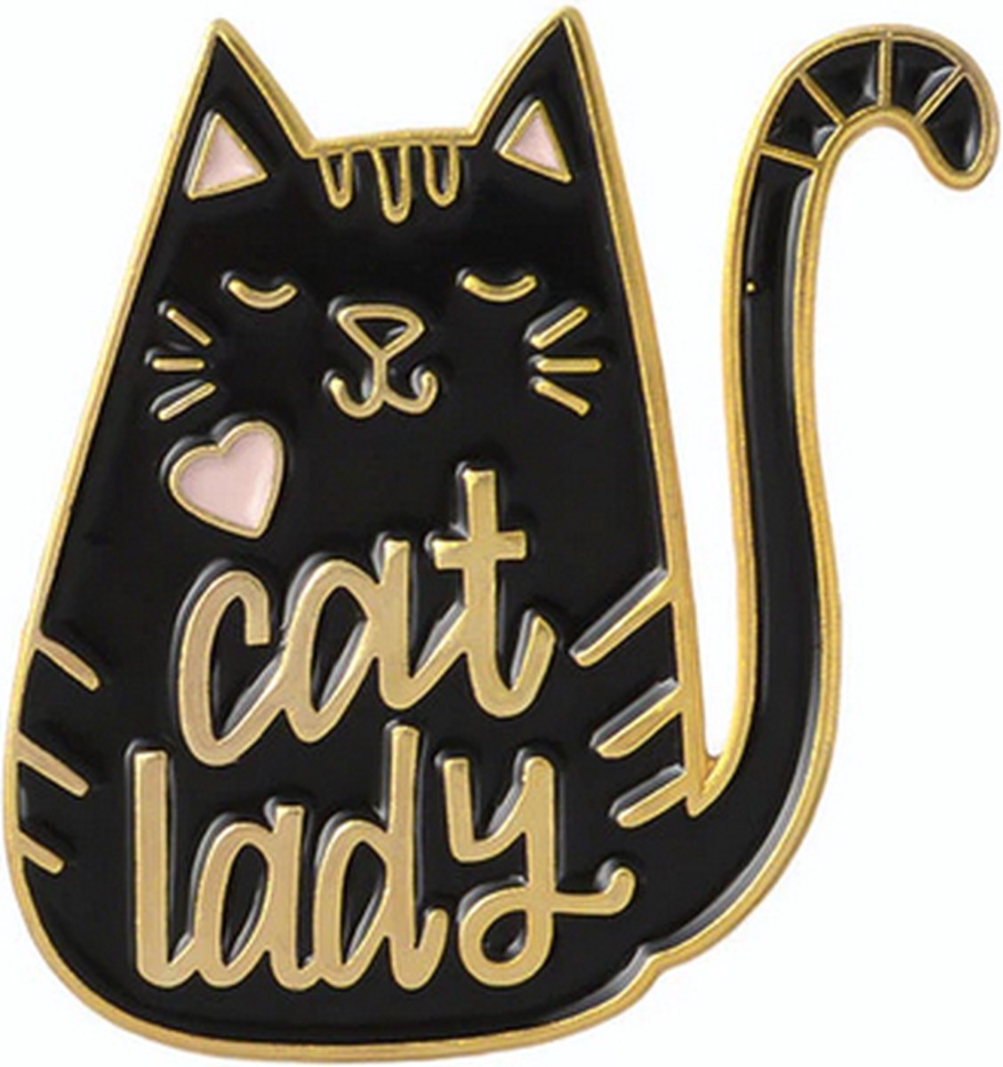Pin ''cat lady'' kat, broche, kledingspeld