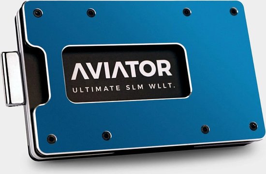 Aviator - Galactic blue slide wallet - airtag cash clip - slim acrylic kleingeld vak - acrylic frame
