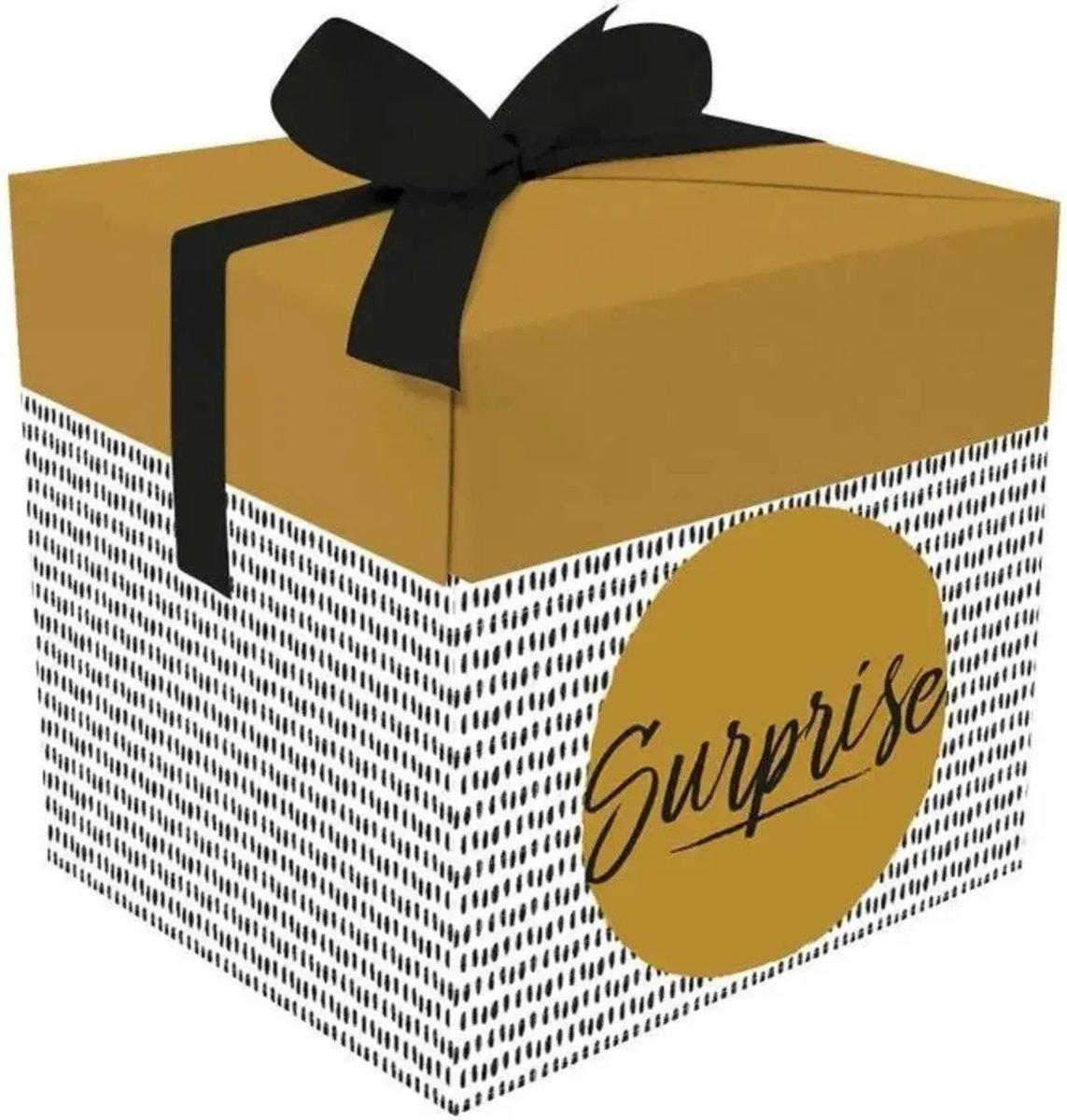 Graine Creative kartonnen geschenkdoos 15x15x15 cm goud zwart luxe.