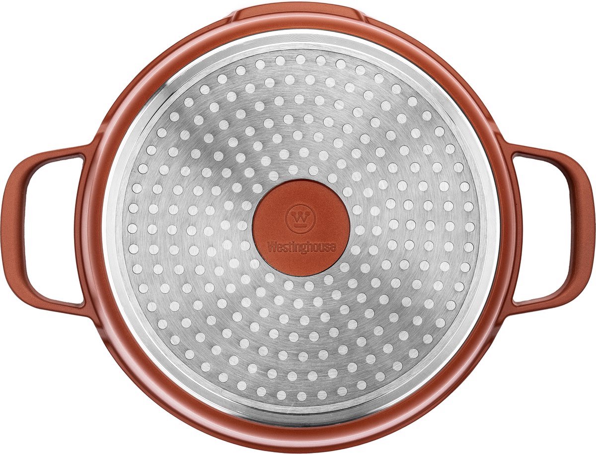 Westinghouse Performance 8-delige Pannenset – Koekenpannen + Braadpannen + Hapjespan + Wokpan + Grillpan + Steelpan – Inductie – Oranje – foto 7