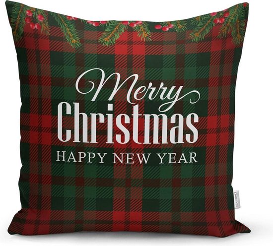 Zethome Kussenhoes Kerst - 45x45 cm - Kerst - Merry Christmas - Dubbelzijdig Bedrukt - Kerstpatroon