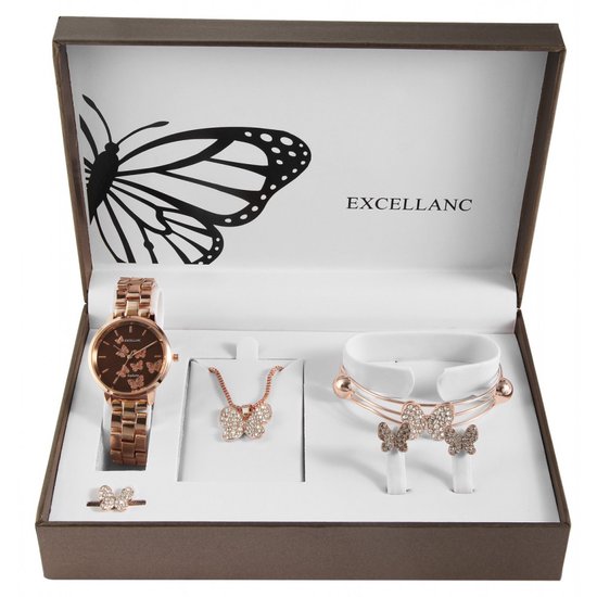 Coffret montre Excellanc / coffret cadeau montre femme avec bague, bracelet,  collier... | bol.com