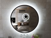 Viidako – Luxurii Badkamerspiegel – 3 dimbare LED standen - Anti Condens – Anti Corrosie Coating – Naadloos Frame – Mat Zwart – Met Digitale Klok