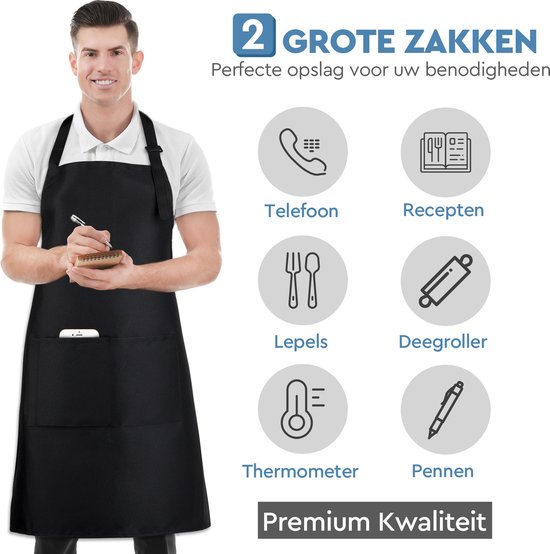 Tablier de cuisine professionnel - Zwart - Tablier de cuisine - Tablier -  Restaurant 