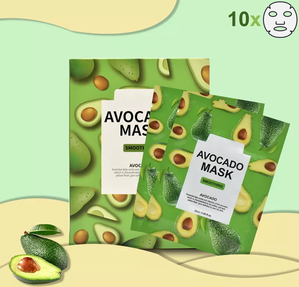 Summer Girl - Sheet Mask - Avocado - Gezichtsmasker - 10 stuks