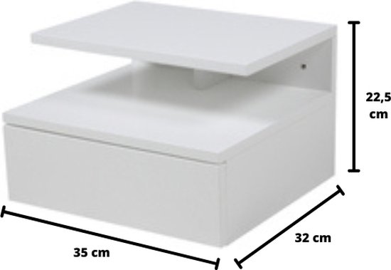 Nachtkastje - 50 cm - met lade - hangend - zwart - EVO