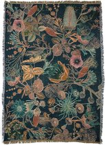 NIN-NIT - Flower Blanket - Plaid - Geweven Deken - Sprei - Bloemen Print - 220x160 cm