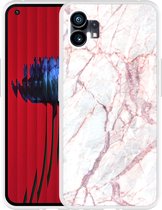 Nothing Phone (1) Hoesje White Pink Marble - Designed by Cazy