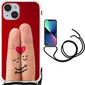 Anti Shock hybrid Case Geschikt voor iPhone 14 Plus Stevige Telefoonhoesje met transparante rand Liefde