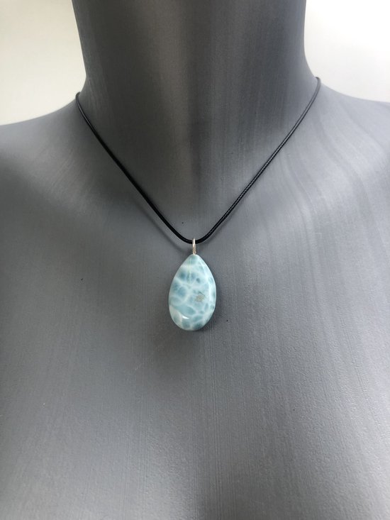 VONALA Maansteen/larimar/moszaat/rozenkwarts/lapis lazuli/labradorit/barnsteen halsketting sterling zilver ronde edelsteen hanger tranen hanger edelsteen sieraden voor vrouwen, 16mm*12mm, Sterling
