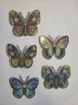 Porte-clés Diamond painting papillons (5 pièces) à coller des deux côtés