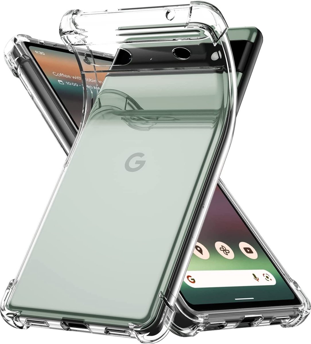 HB Hoesje Geschikt voor Google Pixel 6A - Transparant - Anti Shock Hybrid Back Cover