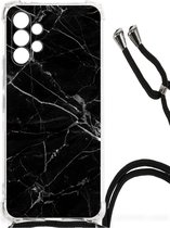 Smartphone hoesje Geschikt voor Samsung Galaxy A13 4G Mobiel Hoesje met transparante rand Marmer Zwart
