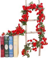Guirlande de fleurs pour vélo et intérieur - 69 Mini roses rouges - Guirlande de fleurs élégante pour panier ou guidon de vélo - Fleurs 180 cm - Guirlande de fleurs Fleurs artificielles en plastique pour vélo
