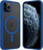 ShieldCase geschikt voor Apple iPhone 11 Pro Magneet hoesje transparant gekleurde rand - blauw
