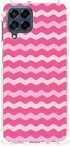 Foto hoesje Geschikt voor Samsung Galaxy M53 Smartphone hoesje met doorzichtige rand Waves Pink
