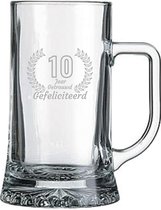 Gegraveerde Bierpul 50cl Gefeliciteerd 10 jaar getrouwd